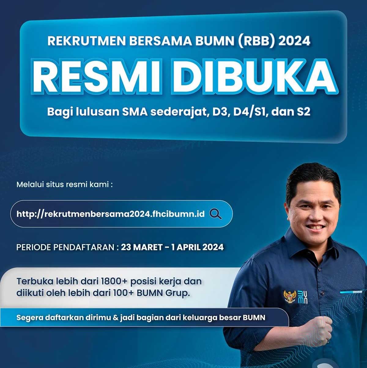 Rekrutmen BUMN Dibuka: Total Kuota 1.830 Posisi