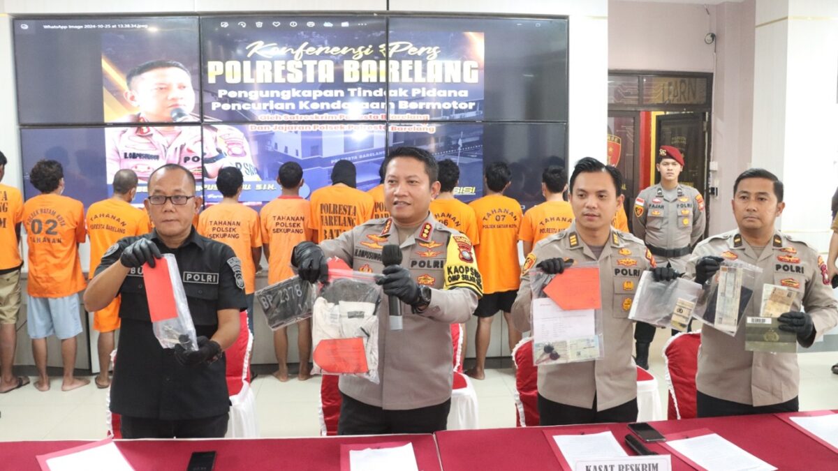 Polresta Barelang Ungkap Kasus Curanmor, Amankan 12 Tersangka dan 14 Motor Hasil Curian