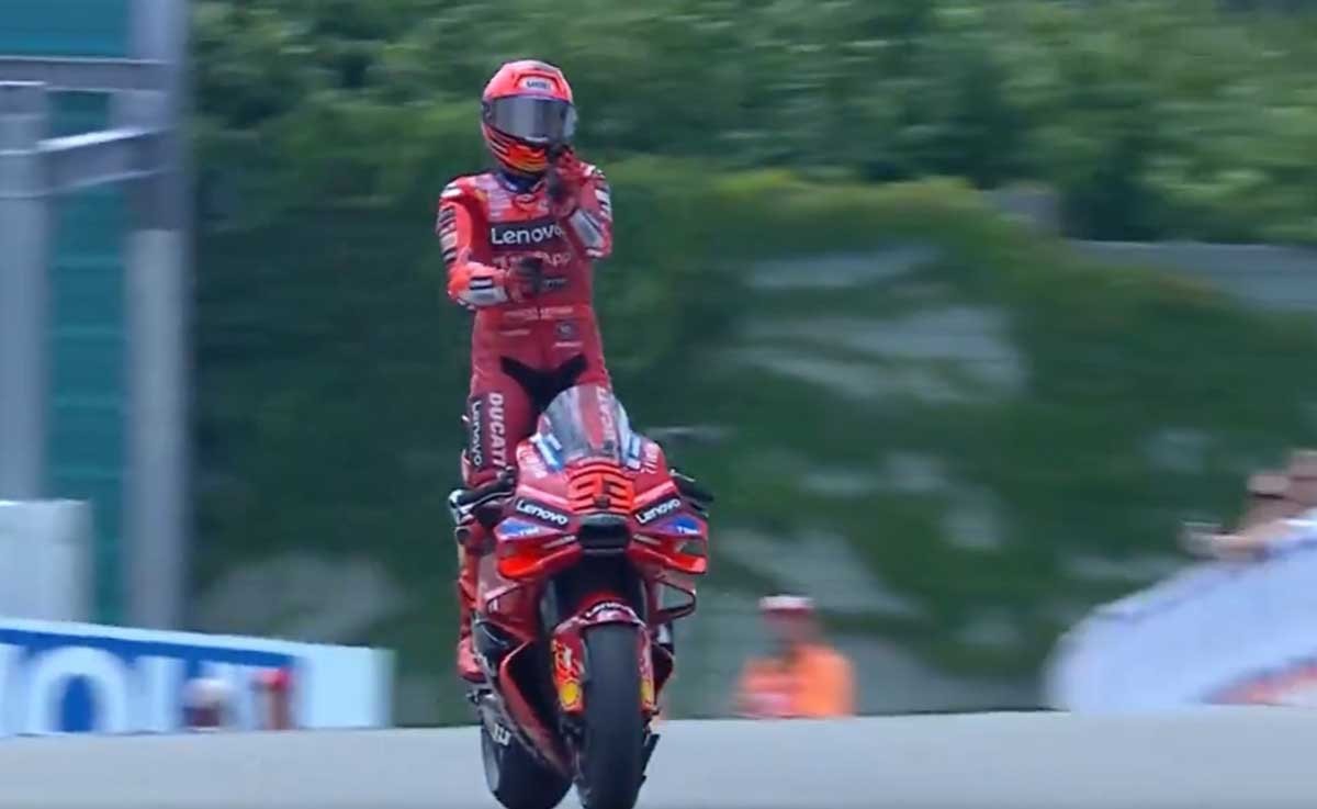 Juara MotoGP German, Marc Marquez Selebrasi Aura Farming Pacu Jalur