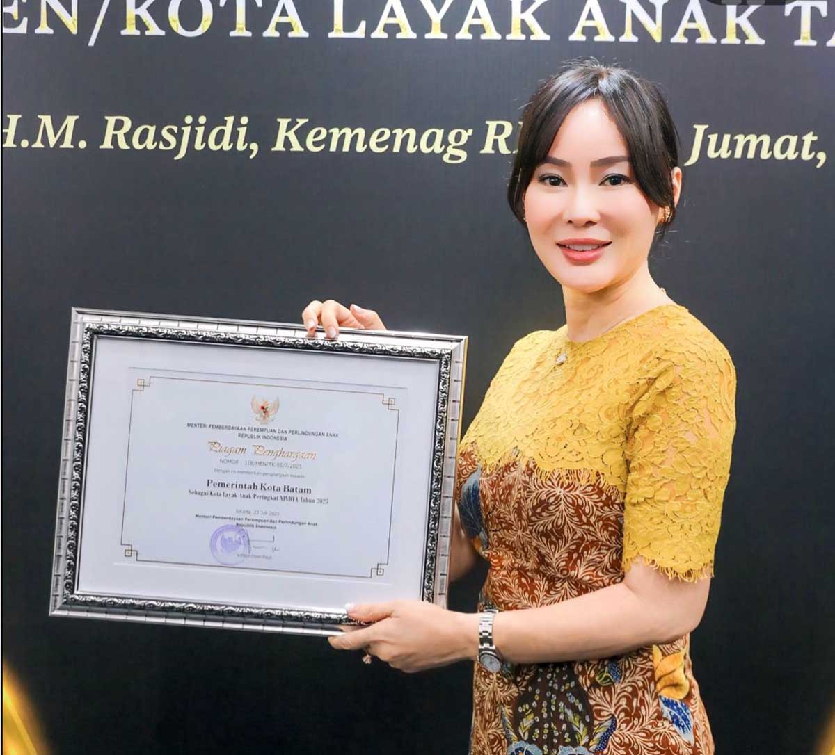 Batam Raih Penghargaan Kota Layak Anak Kategori Nindya di 2025